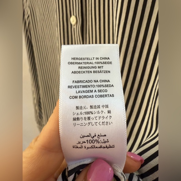 EQUIPMENT FEMME Essential Silk Shirt Bright White/True Black Striped  Size XS - Picture 11 of 12